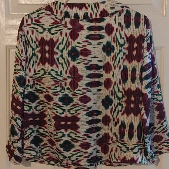 Jones New York Embellished Neck Blouse Small Petite Satin Purple Beaded Sequins - Picture 6 of 7